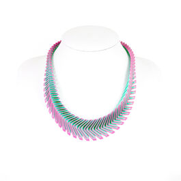 Pink and green Arrow 3D printed necklace
